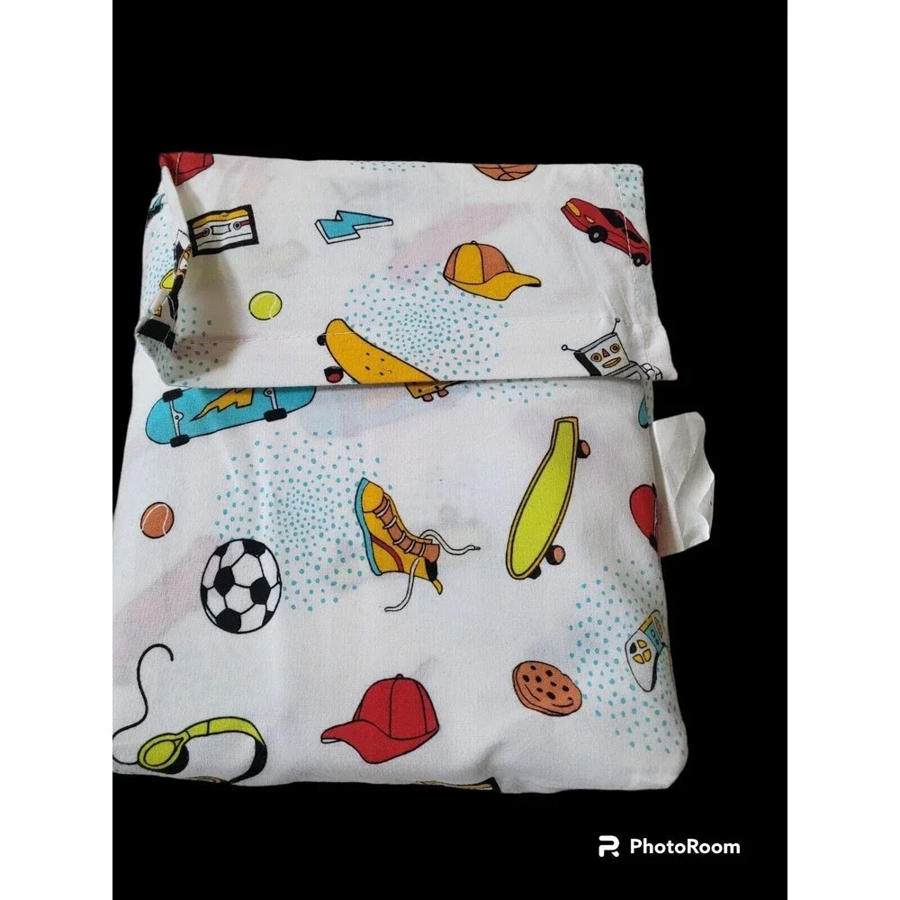 Pillowfort Toddler Boys Robot Sports Cotton 3PC  Sheet Set NEW